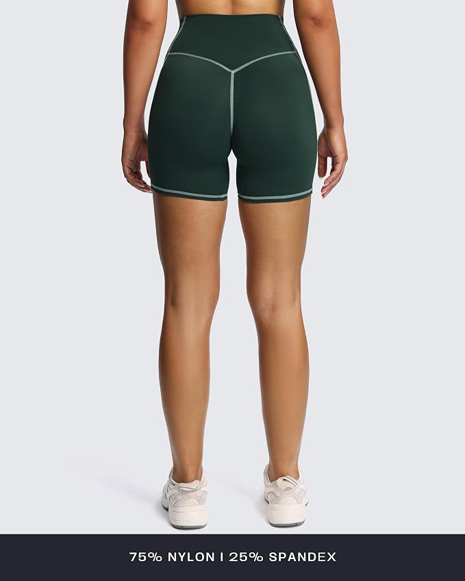 Aoxjox Lexi Lined Workout Biker Shorts for Women Tummy Control High Waisted Exercise Athletic Gym Running Yoga Short 6"