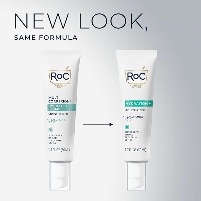RoC Multi Correxion 1.5% Pure Hyaluronic Acid Anti Aging Daily Face Moisturizer with Sunscreen, SPF 30 Broad Spectrum Moisturizer + Retinol Eye Cream Packette