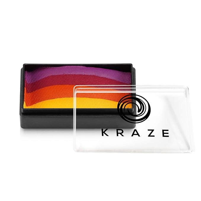 Kraze FX Domed 1-Stroke Split Cake - Sundown (25 gm), Professional Face and Body Painting, Hypoallergenic, Safe & Non-Toxic, Child Friendly, Ideal for Fairs, Carnivals, Party & Halloween