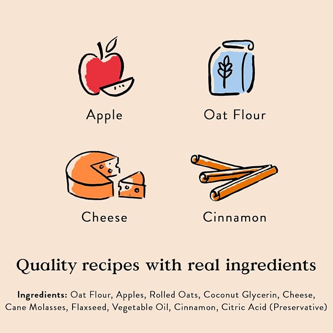 Bocce's Bakery Apple Juice Box Flavor Soft & Chewy Dog Treats, 6 oz | Oven Baked, Wheat-Free Everyday Dog Treat Cookies - Made with Real, Limited Ingredients and Baked in The USA