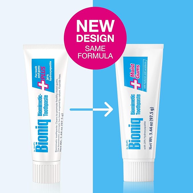 Bioniq Plus Toothpaste with 20% Hydroxyapatite, Fluoride Free Toothpaste, Hydroxyapatite Clinically Tested, Expert Enamel Care with Mint Flavor I 3.44 oz 3 Pack Family Value Size