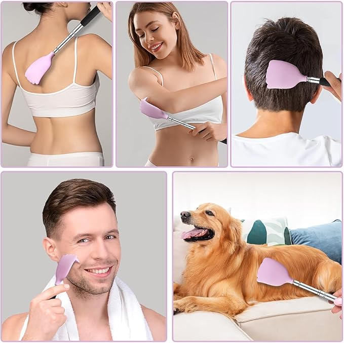 Back Scratcher Extendable Silicone Bear Claw Massager Tool Telescoping Stocking Stuffers for Itches Lotion Application Spa Men Women Kids Adults the Disabled Baby Purple