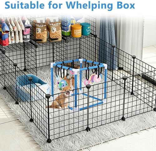 Puppy Play Gym with 10 Hanging Toys Removable Dog Enrichment Playground Interactive Indoor Training Activity Center for Small Dogs, Adjustable PVC Frame for Entertainment Teething Mental Stimulation