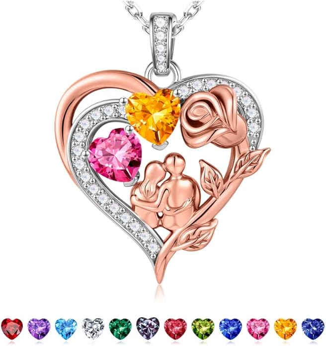 Iefil Valentines Day Gifts for Her - 925 Sterling Silver Birthstone Necklace for Women, Anniversary Birthday Gifts for Wife Girlfriend Mom