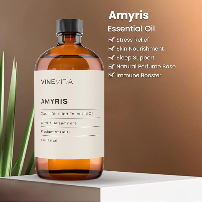 VINEVIDA Amyris Essential Oil 16 oz - Undiluted Oil for DIY Candles & Soap Making