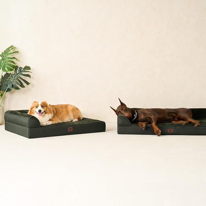 EHEYCIGA XL Dog Bed Memory Foam for Crate, Extra Large Dog Bed Orthopedic with Washable Removable Cover, Waterproof Pet Sofa Couch XLarge Size Dogs, 41x27x6.5, Dark Green | Washable Removable Cover, Waterproof Flat Pet Sofa Couch with Nonskid Bottom, 4...