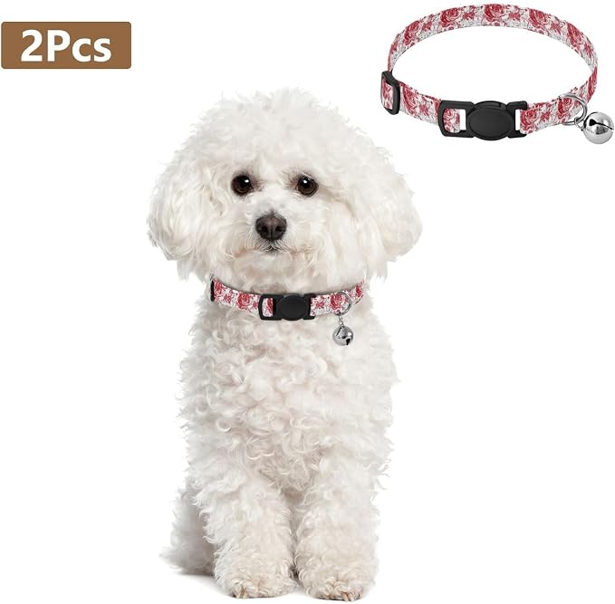 Vintage Red Roses Easy to Clean Cats Collar 2 Pack Dog Collars for Small Dogs