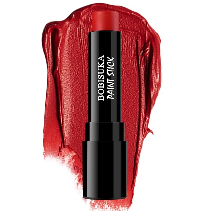 BOBISUKA Red Body Face Paint Stick, Sweatproof Eye Black Stick for Baseball Football Softball Sports - Full Coverage Face Painting for Devil, Vampire, Wound Joker Halloween Looks