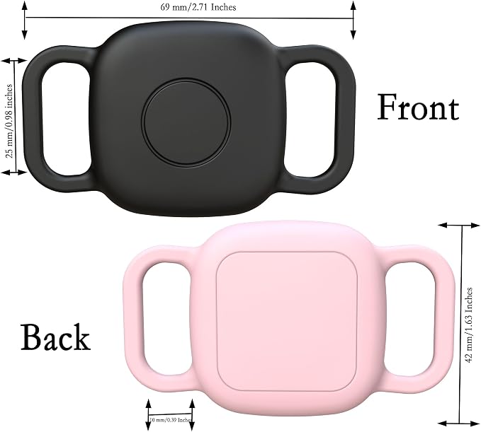 Waterproof Dog Collar Holder Case for Tile Mate 2024/2022 Tracker,2 Pack Anti Scratch Soft Silicone Case for cat pet Necklace, Protective Cover Accessories for Tile Tracker (Black/Pink)