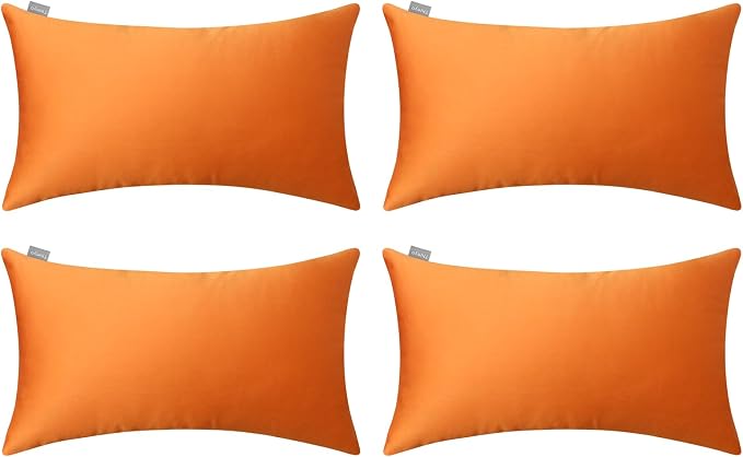 Thmyo 4-Pack 100% Cotton Lumbar Comfortable Solid Decorative Throw Pillow Case Rectangle Cushion Cover Sublimation Blank Pillow Covers Thanksgiving DIY Throw Pillowcase(12x20inch/30x50cm, Fall Orange)