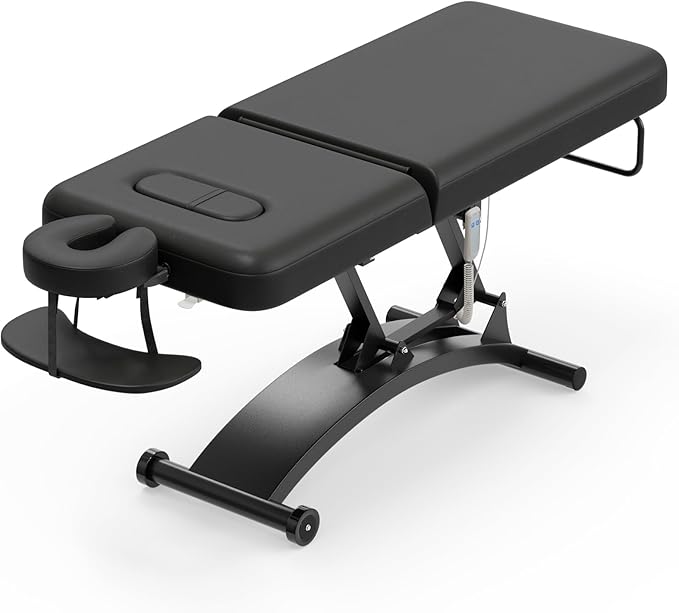 Paddie 550lbs Electric Lift Massage Table, Professional for Treatment/Facial/Beauty/Spa/Physical Therapy, Haydrulic Adjustable Backrest/Face Cradle/Rolling Wheels, Black