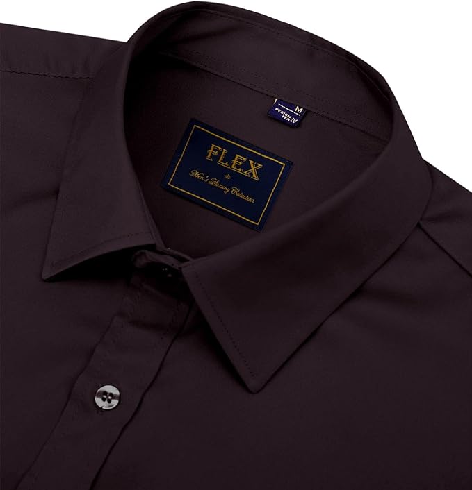 J.VER Men's Dress Shirts Solid Long Sleeve Stretch Wrinkle-Free Formal Shirt Business Casual Button Down Shirts