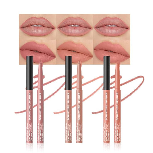 12 Colors Matte Lip Liner Pencil – Long Lasting Waterproof Lip Liner, Smudge Proof Transfer Proof Lip Pencil, High Pigment Lip Makeup for Defining & Filling Lips (A4-set:07+09+10, 3PCS)
