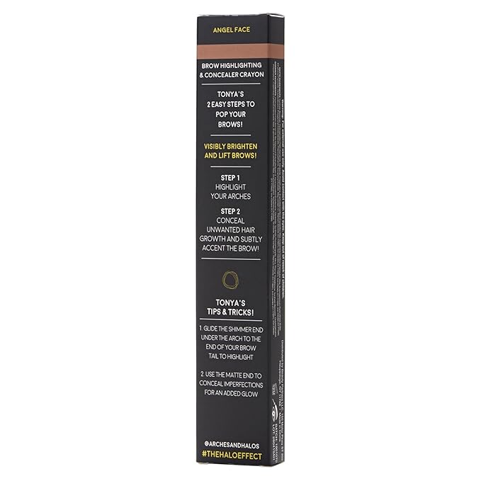 Arches & Halos Brow Highlighting and Concealer Crayon - Tan - Shaping and Shimmer Eyebrow Stick and Highlighter Duo - Soft, Ultra Creamy Formula - Define, and Sculpt for Sharp Brows - 0.176 oz