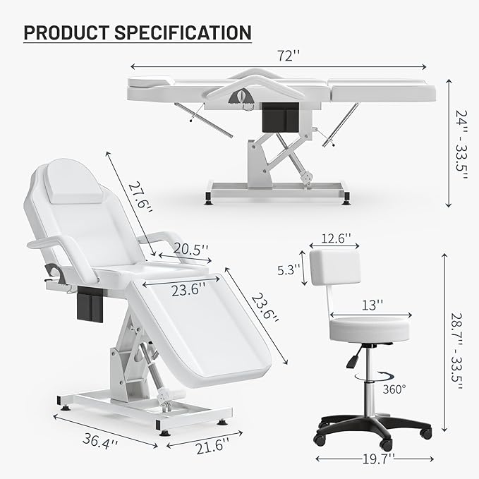 Electric Spa Beds for Esthetician Height Adjustment Professional Electric Tattoo Chair Facial Beds for Esthetician Spa Chair Massage Table Lash Bed