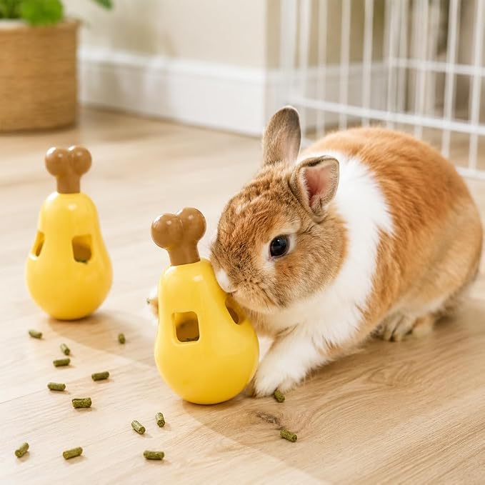 2pcs Rabbit Foraging Toy,Interactive Treat Dispenser Puzzle Toy,Treat Dispensing Feeder to Prevent Boredom,Small Animal Enrichment Toy for Bunny Guinea Pig Hamsters Chinchilla