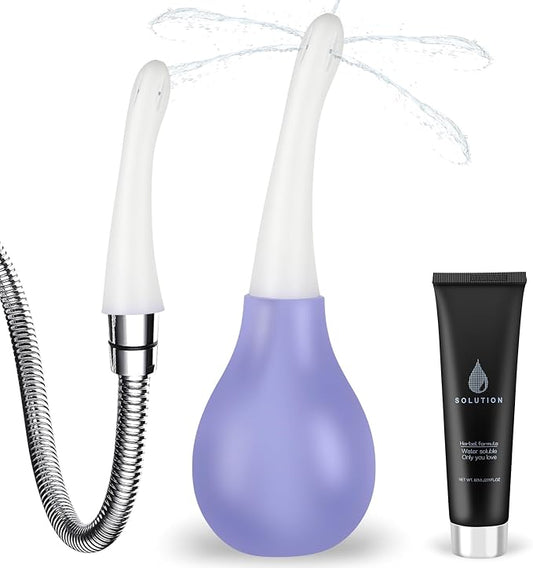 Enema Bulb Kit with Lube Anti Backflow Anal Douche Superior Material Enema for Men&Women