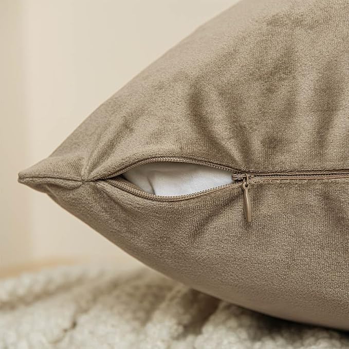 12x20 Throw Lumbar Pillow Covers Decorative Cushion Covers Set of 2,Stone | Soft Velvet Pillow Cases with Invisible Zipper for Modern Couch Sofa Bed Living Room Bedroom Home Decor