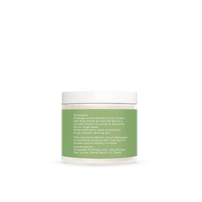 Sea Salt Body Scrub by Florida Suncare - Ocean Salt Body Polish Infused with Marine Algae - Exfoliating Face and Body Scrub - Facial Scrub Exfoliator to Tackle Acne (Key Lime, 3.3 oz)