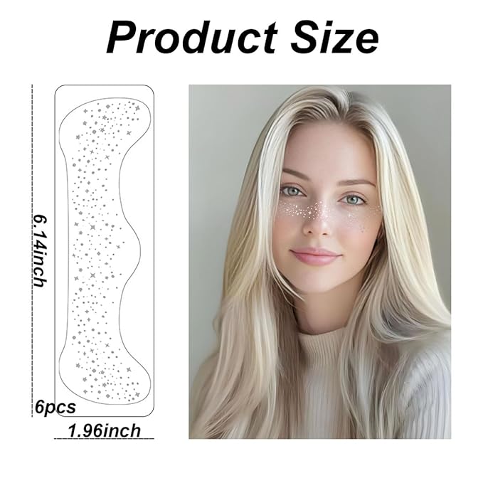 Silver Glitter Freckles Face Tattoo - Face Sparkle Freckles Sticker - Silver Faces Glitter Makeup Speckles for Glitters Makeup Accessories for Women- Halloween Makeups Prom - Rave Party