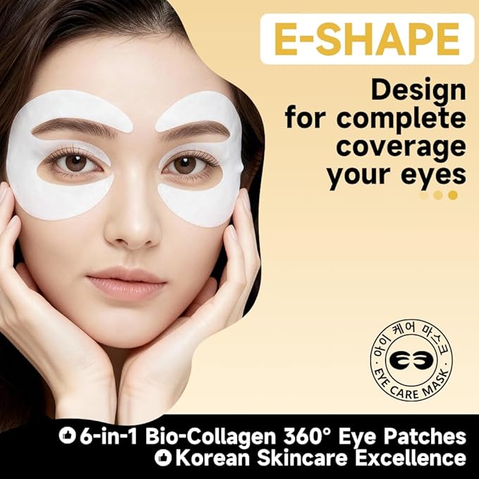 8 Pairs 5% PDRN Under Eye Patches, 6-in-1 Bio-Collagen 360° Eye Patches for puffy eyes, dark circles & Wrinkle | 2% Caffeine, Kojic acid, Retinol, Hyaluronic, Niacinamide | Korean Eye Care