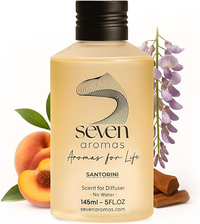 SevenAromas Santorini | 145ml 5oz Hotel Scent Diffuser Oil | Fresh Floral | Peach, Magnolia & Sandalwood | Luxury Home Fragrance