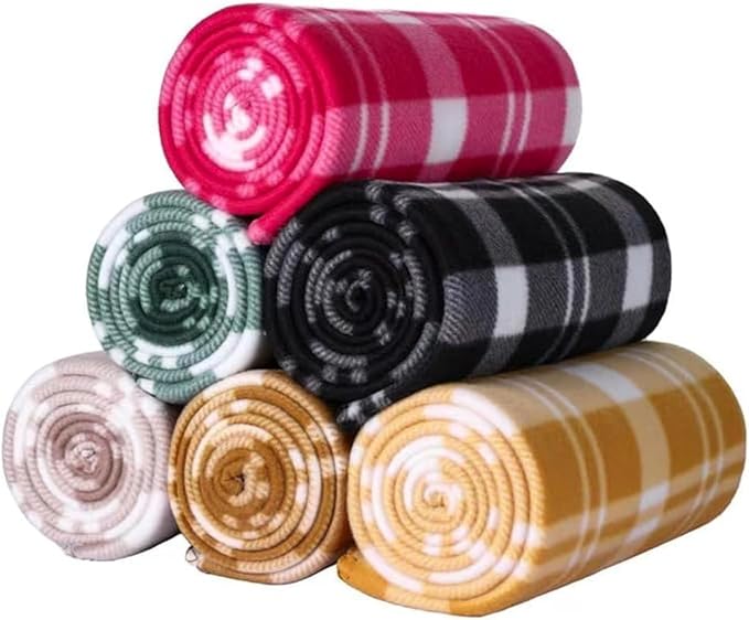 ZYFZCYBL Fleece Blanket Bulk Pack of 6 Cozy Fleece Throw Blankets 50x60 Warm Soft Lightweight Breathable Pet-Friendly for Bed Sofa Camping Wedding Gifts（Multiple Print）