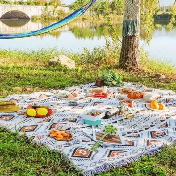 Lqprom Aztec Southwestern Throw Blanket,Native American Cover 51"x63" | Southwest Boho Style,Sofa Chair Cover,Outdoor Beach Car Tent Travel Camping Use,Reversible and lightweight,Tapestry,Tassels