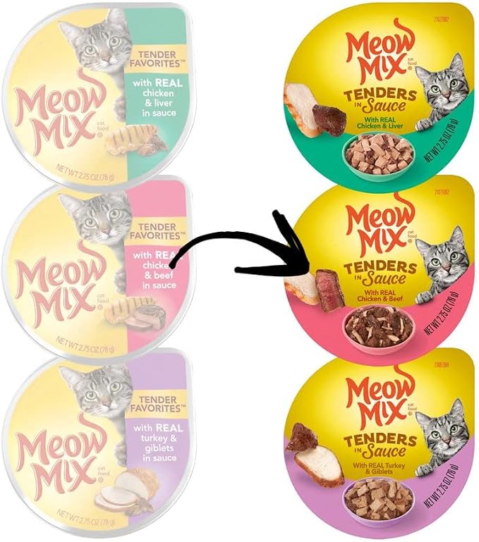 Meow Mix Poultry & Beef Favorites, Wet Food Variety Pack, 24 Cups