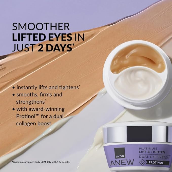 AVON Anew Platinum Eye Cream System, Day & Night Duo with Protinol, Anti-Aging Treatment for Firmer Eyes, 0.67 fl oz Each, 2 Pack