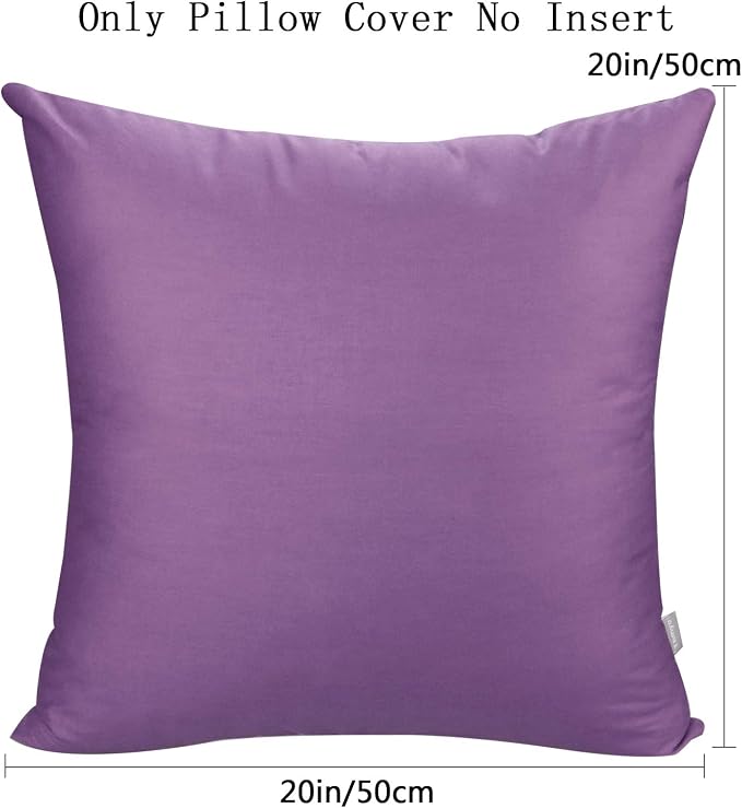 4-Pack 100% Cotton Comfortable Solid Decorative Throw Pillow Case,Thmyo Square Cushion Cover Pillowcase Sublimation Blank Pillow Covers DIY Throw Pillowcase for Sofa Couch(20x20 inch/ 50x50cm,Purple)