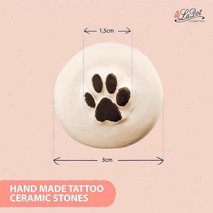 LaDot Temporary Tattoo Stamp– Easy-to-Use Reusable Ceramic Skin Stamp for Creating Custom Temporary Tattoos – Fun Body Art Tool for Parties, Events, and Festivals (Cat Paw, Small)