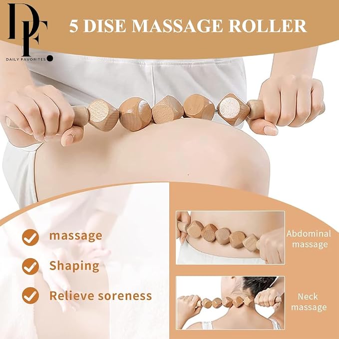 6-in-1 Wood Therapy Massage Tools – Lymphatic Drainage Massager Maderoterapia Kit Wooden Massager Body Sculpting Tools for Muscle Pain Relief - Wood Therapy Tools for Body Contouring and Shaping
