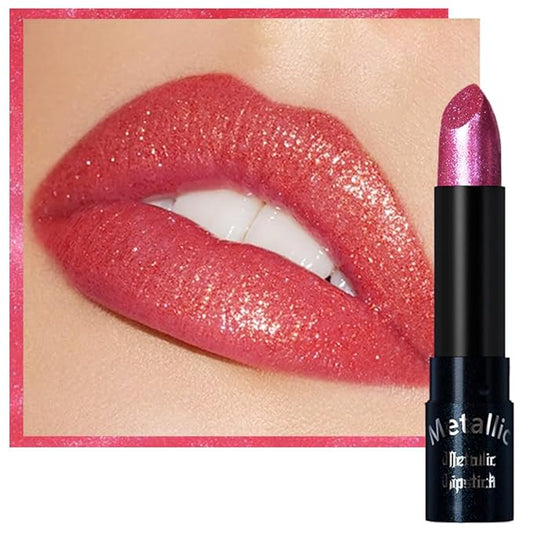 Kaely Glitter Metallic Lipstick, Shimmer Metallic Lipsticks for Women, High Pigmented Lip Gloss Long Lasting Waterproof Smudge Proof, Halloween Makeup, Vegan & Cruelty-Free, 09
