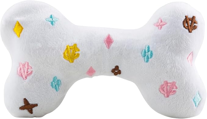 Haute Diggity Dog Chewy Vuiton Bone Plush Dog Toy, Designer Parody Toy