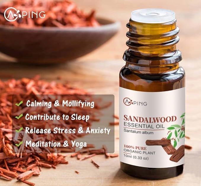 Sandalwood & Neroli Essential Oils - 100% Pure Organic Natural Plant Oils for Diffuser, Aroma, Spa, Massage, Yoga, Perfume, 2x10ML