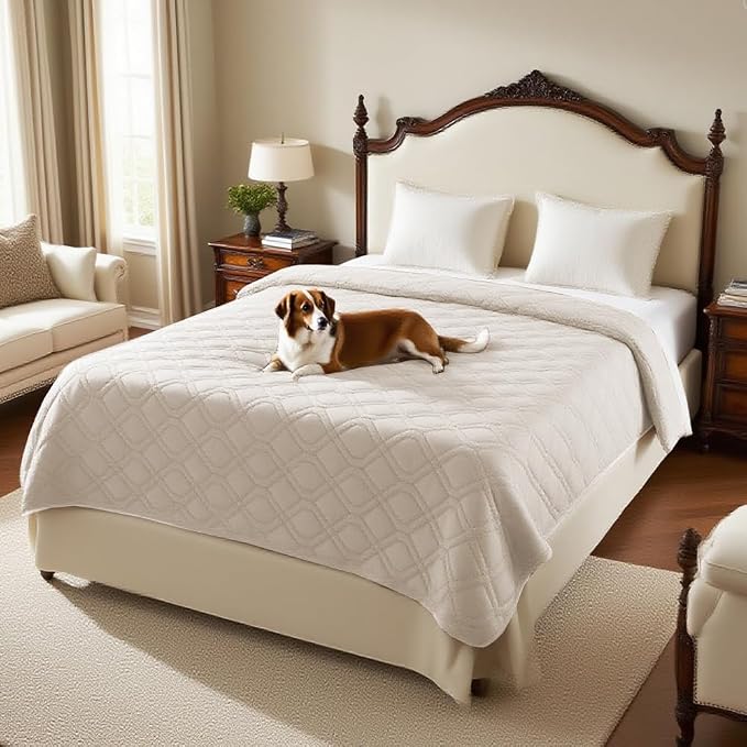 PrinceDeco Dog Bed Cover Blanket 52x82,Waterproof Pet Blanket Sofa Covers Washable Furniture Protector for Sofa, Sectional, Bed, Crate, Car & RV, Tear-Resistant Anti-Slip Backing,French Oak