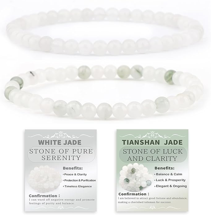 NCB 2.3-Piece 4mm Natural Crystal Gemstone Stretch Bracelets – Handmade Reiki Energy Healing Jewelry for Meditation,Yoga, Unisex