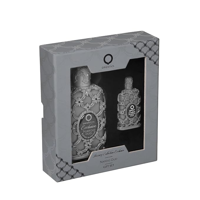 Orientica Nardo Oud 2-Pc Gift Set Extrait de Parfum for Men & Women Fruity, Leather, Amber, Rose, Pineapple, Vetiver, Blackcurrant, Dry Woods - Arabic Perfume 1.0 Fl Oz / 30ml + 0.25 Fl Oz / 7.5ml