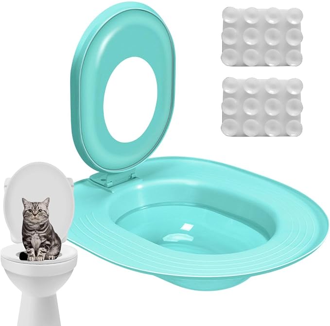 Cat Toilet Trainer - 15.35 Inches PPCat Litter Tray | Suction Cup Fixation Pad,| Bathroom Training Tool | for Kitten, Adult Feline, Home Hygiene, Waste Reduction, and Daily Pet Use