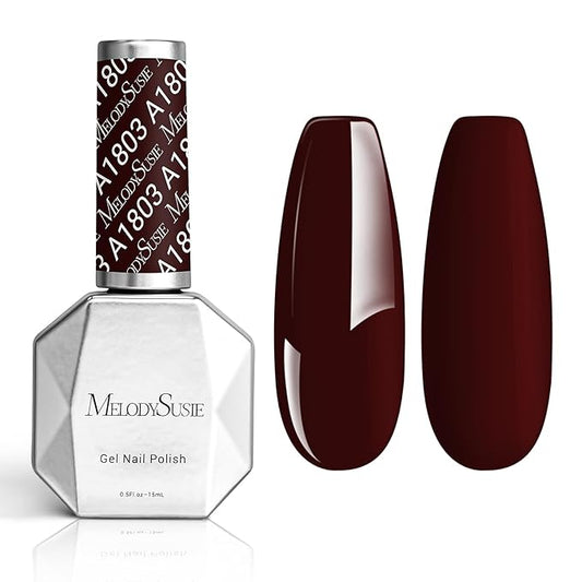 MelodySusie Thick Red Brown Gel Nail Polish,0.5fl oz Nails Soak Off UV LED Dark Brown Gel Polish Gift for Women Nail Art Manicure Salon DIY Nail Design Decoration at Home-A1803