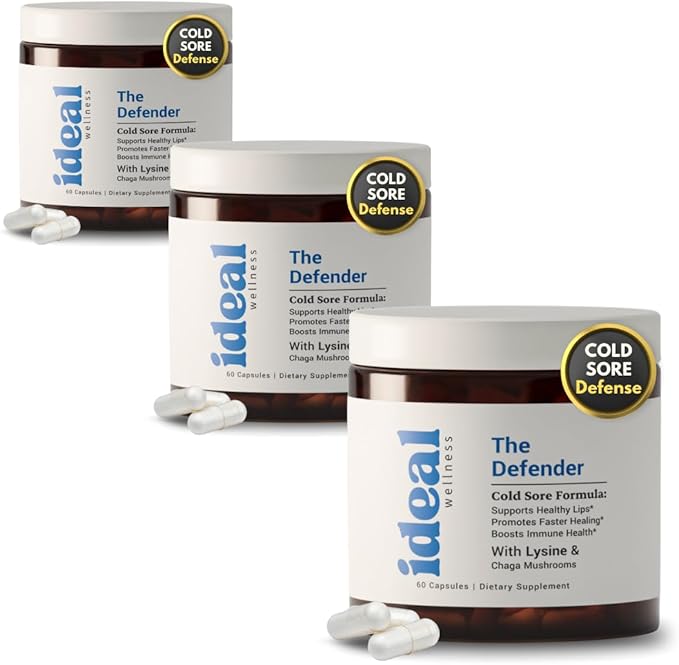 (3-Pack) Cold Sore Treatment For Lips With Immune Support | L-Lysine 1000mg Capsules, Chaga, Bee Propolis, Vitamin C, Zinc & Licorice Root Extract | Non-GMO, Vegetarian, 180 Capsules for Men and Women