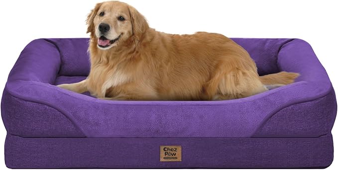 Waterproof Orthopedic XL Dog Bed for Large and Extra Large Dogs | Egg Crate Foam, 4-Sided Bolster Support, Waterproof Liner, Non-Slip Bottom, Machine Washable Cover, 42 x 30 Inch