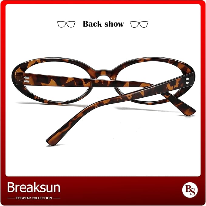 Breaksun Retro Oval Sunglasses for Women Men Fashion Small Oval Sunglasses 90s Vintage Shades