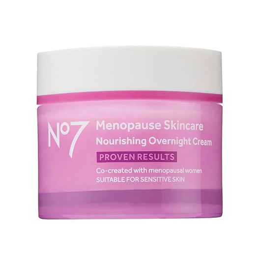 No7 Menopause Skincare Nourishing Overnight Cream - Hydrating Hyaluronic Night Cream for Dry, Sensitive Menopausal Skin - Skin Firming Lipids, Ceramides + Soy Isoflavones (50 ml)