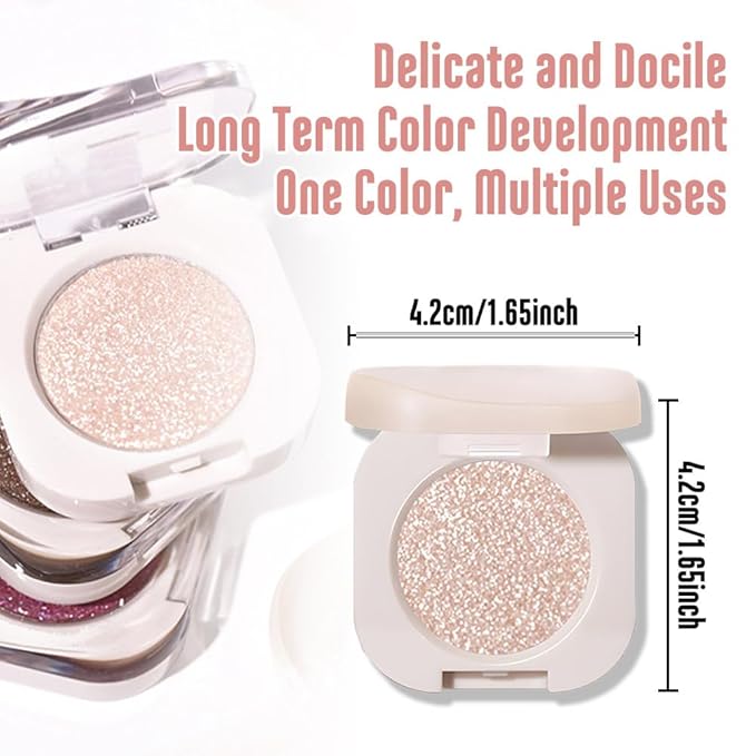 Glitter Shimmer Sparkle Eye Shadow Palette Makeup for Older Women, Pearl White Silver Glitter Shimmer Metallic Holographic Iridescent Cream Iridescent Single Monochrome Eyeshadow Makeup, 11