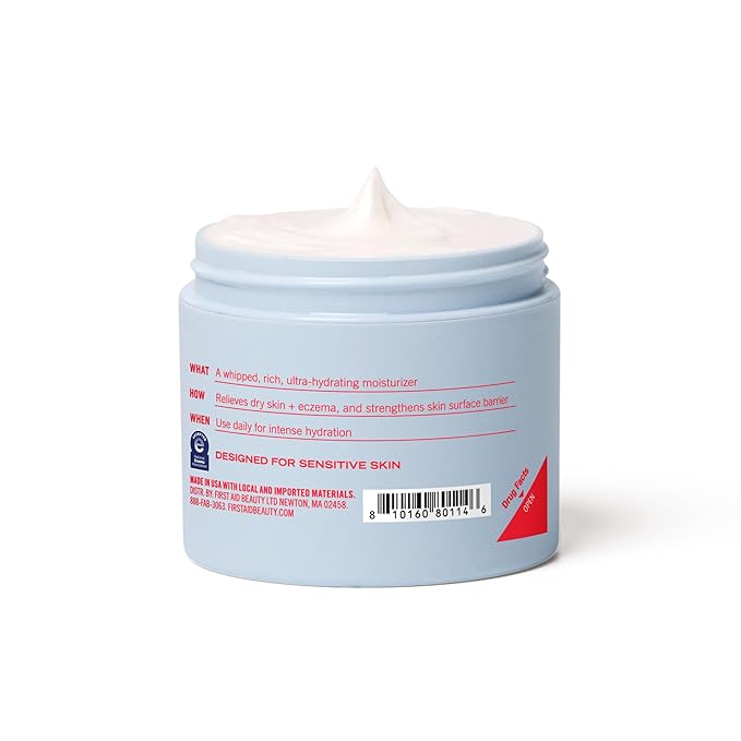 First Aid Beauty - Ultra Repair Cream - Intense Hydration Face & Body Moisturizer - Whipped Colloidal Oatmeal Clinically Proven to Strengthen Skin Barrier in 7 Days - Helps Relieve Eczema, 4 oz