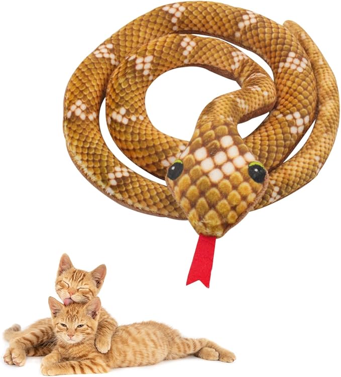 Andiker Catnip Toy, 31.5 inches Stuff Snake Interactive Snake Toy for Cats to Chew and Scrab (Orange)
