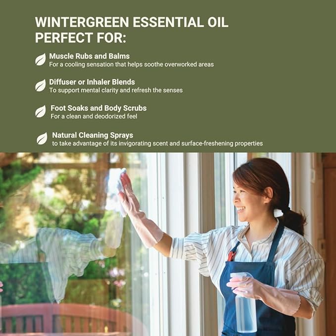 Wintergreen Essential Oil - Direct from Bio-Young Aromas China - Steam Distilled - Aceite de Gaulteria for Aromatherapy, Massage, Diffuser, DIY Candle and Soap Making - 15ml