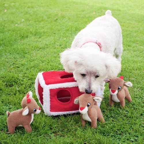 ZippyPaws Burrow Interactive Dog & Puppy Toys for Boredom- Reindeer Pen